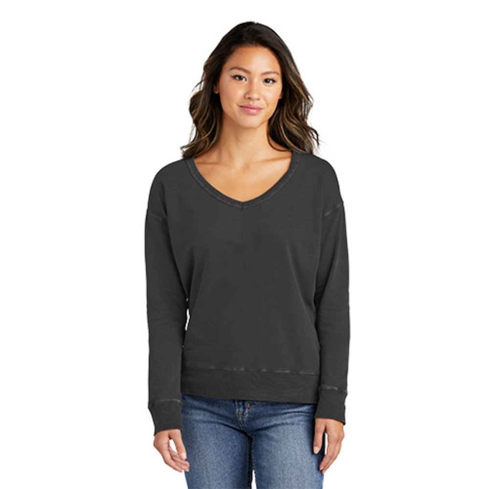Port & Company® Ladies Beach Wash® Garment-Dyed V-Neck Sweatshirt - 2XL